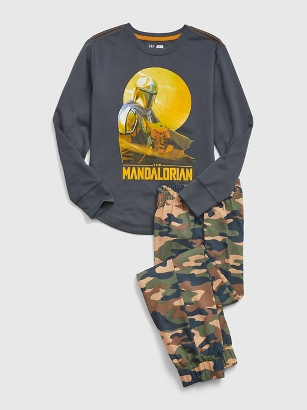 GAP Boys The Mandalorian Pajama Set - Dark Gray Top & Camo Pants